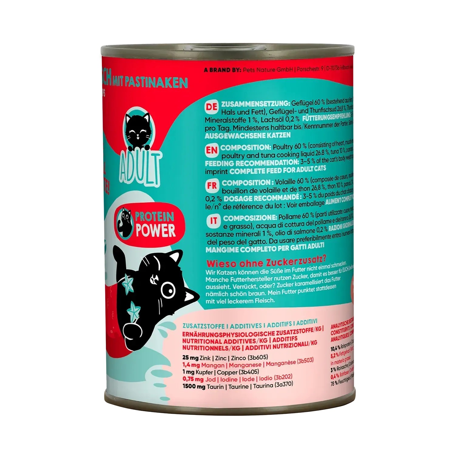 Lucky Lou Katzen-Nassfutter Adult Geflügel & Thunfisch, 400g Dose.