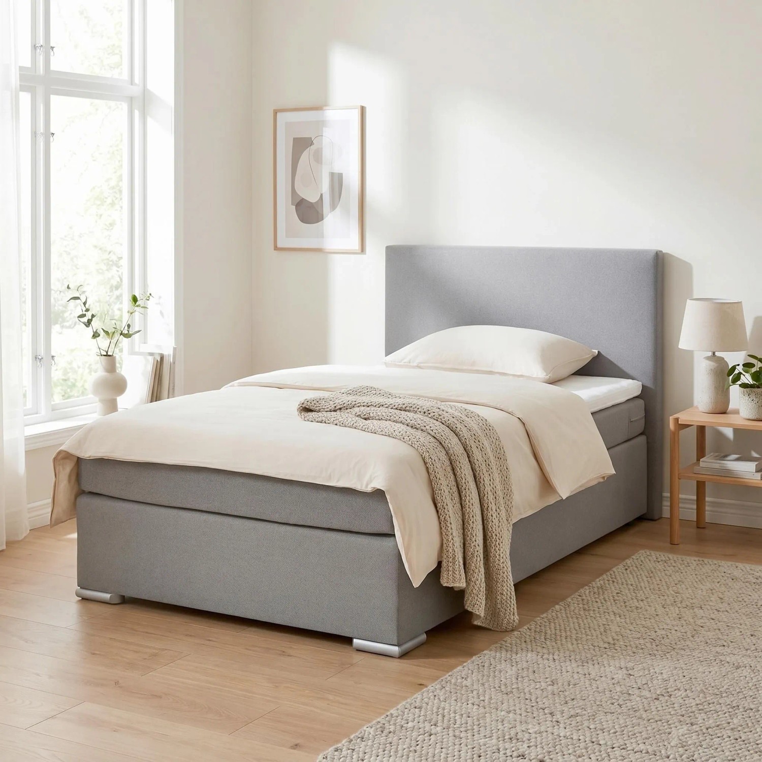 Based Boxspringbett Mira 2 Grau ca. 120x200cm