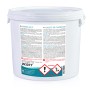Eimer Bayzid 6in1 Multitabs 200g, 4 x 5kg für die Poolreinigung. Weiße Verpackung mit Produktinformationen.