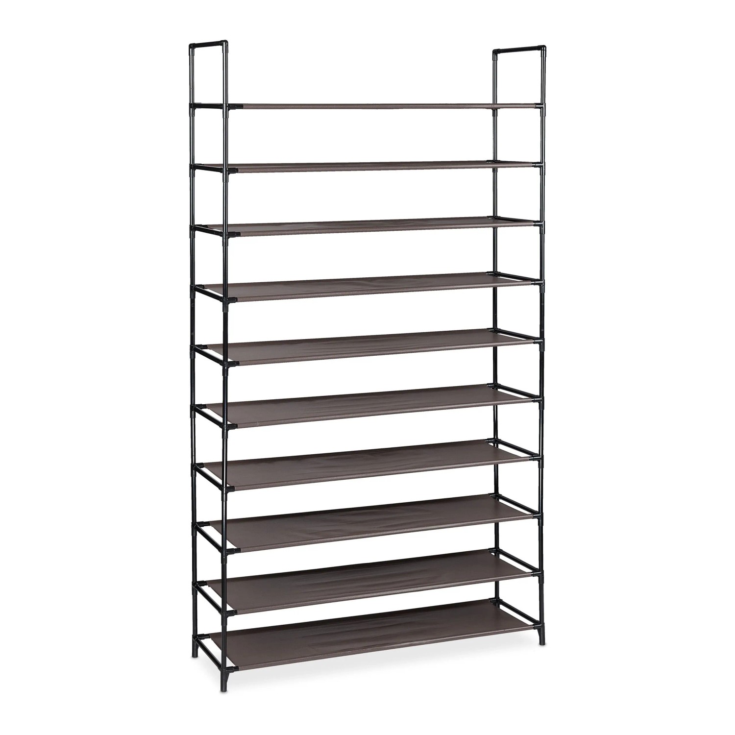 Relaxdays Schuhregal Stecksystem XXL Metall Braun Höhenverstellbar 176,5 cm x 99 cm x 29,5 cm 2,8 kg