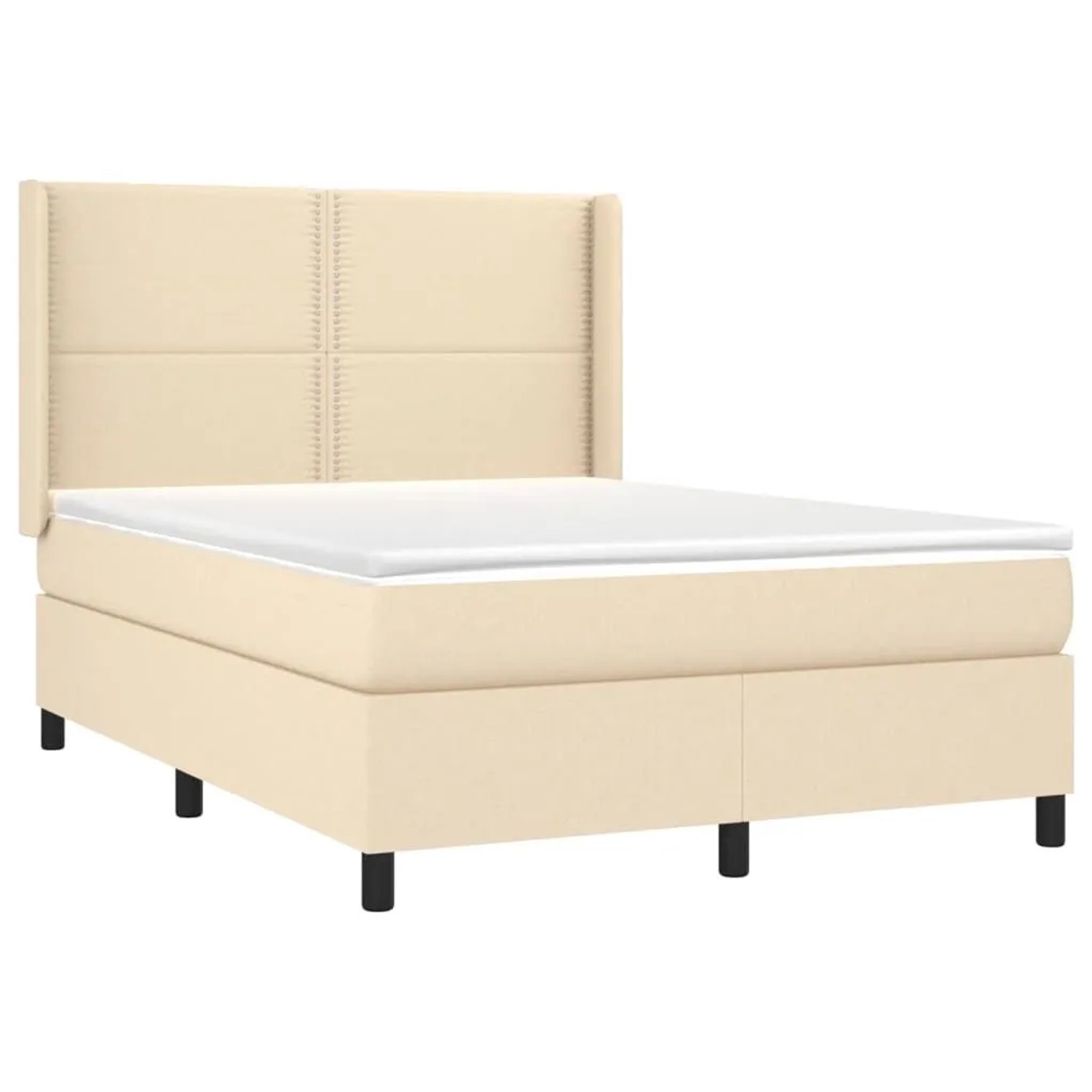 vidaXL Boxspringbett mit Matratze & LED Creme 140x200 cm Stoff 3138242