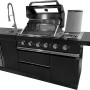 Buschbeck Outdoorküche Cambridge mit Gasgrill, Spüle, Getränkekühlschrank und Seitenbrenner.