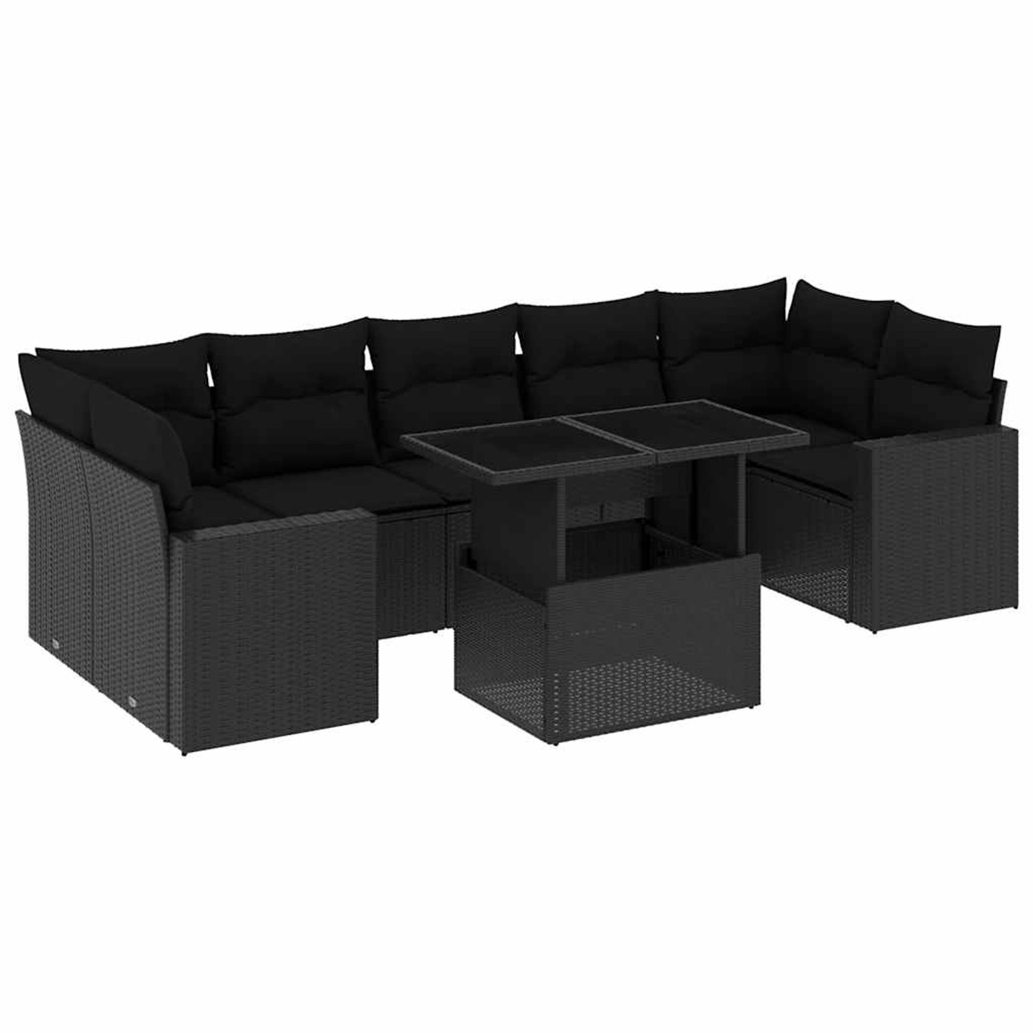 vidaXL 8-Tlg Garten-Sofagarnitur mit Kissen Schwarz Poly Rattan 3267145 günstig online kaufen