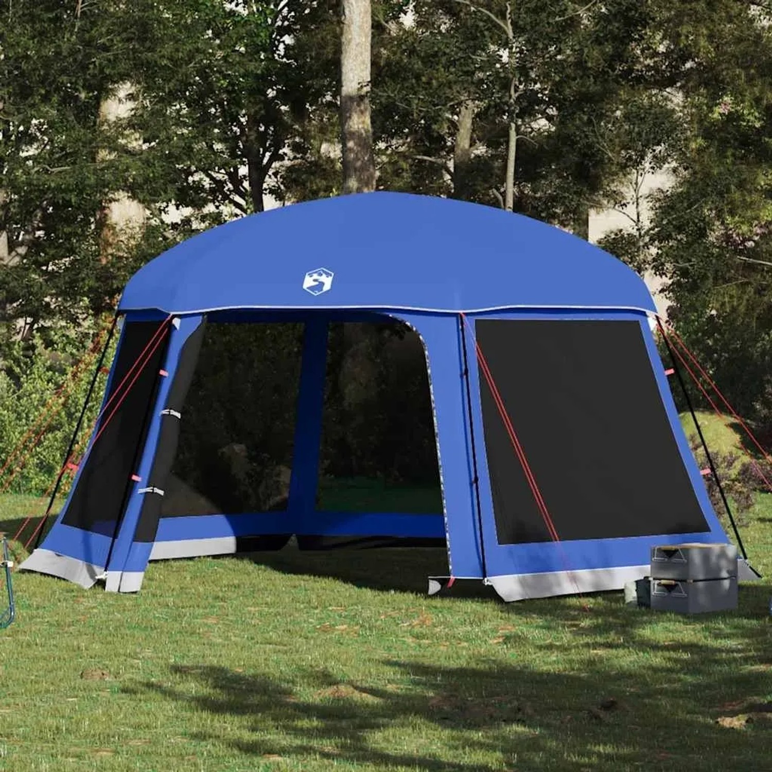 vidaXL Poolzelt mit Abnehmbarem Überzelt Netzwänden Azurblau 512x458cm 4100625_2