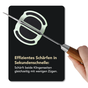 DMT SimpleSharp Messerschärfer in Mint beim Schärfen eines Messers. Küchenausstattung für scharfe Messer.