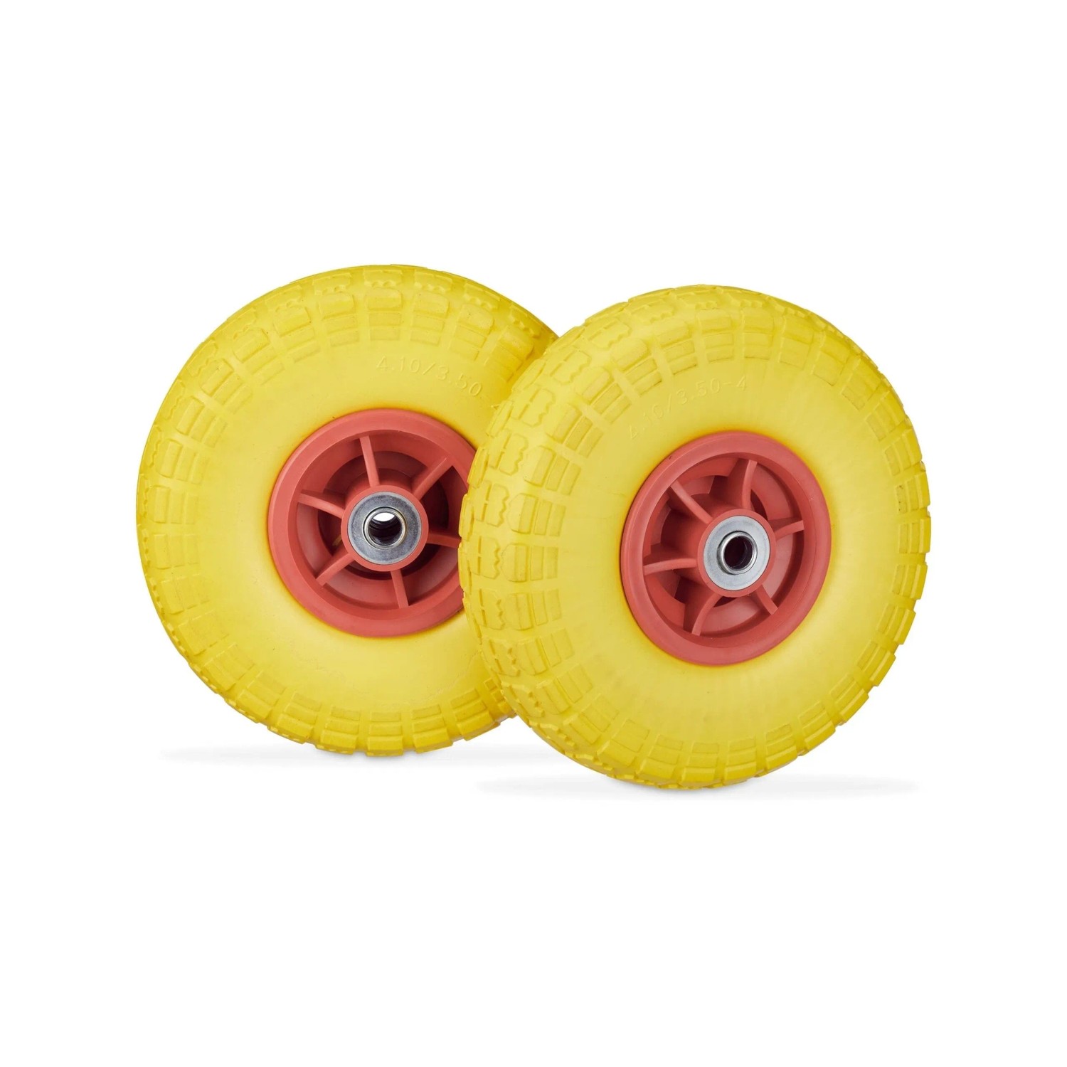 Relaxdays Sackkarrenrad 2er Set PU Gelb Rot Pannensicher 26 cm x 8,5 cm 850 g