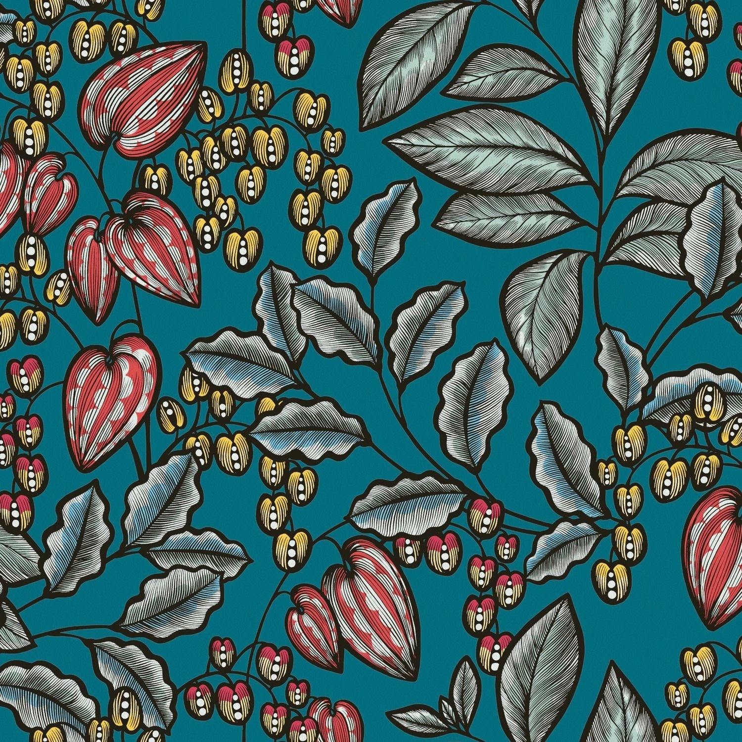 PROFHOME 377542-GU Blumen Tapete Floral Matt Blau Gelb Rot 0,53 m x 10,05 m günstig online kaufen