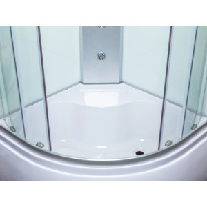 Kerra Hydromassagekabine Karolina Weiß 90x90 cm mit Regendusche und Duschwanne weiße Rückwände