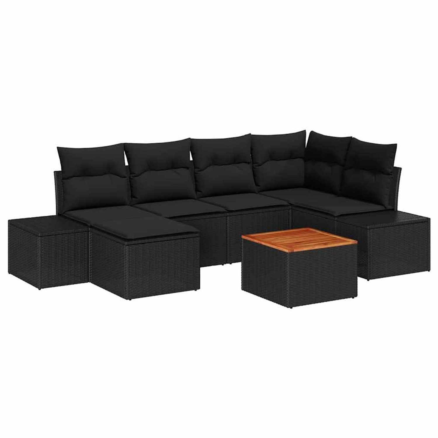 vidaXL Garten-Sofa-Set 7-Tlg Schwarz 3356651 günstig online kaufen