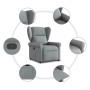 Hellgrauer Relaxsessel aus Stoff mit verstellbarer Rückenlehne, Fußteil und praktischer Seitentasche. Ideal als Loungesessel.