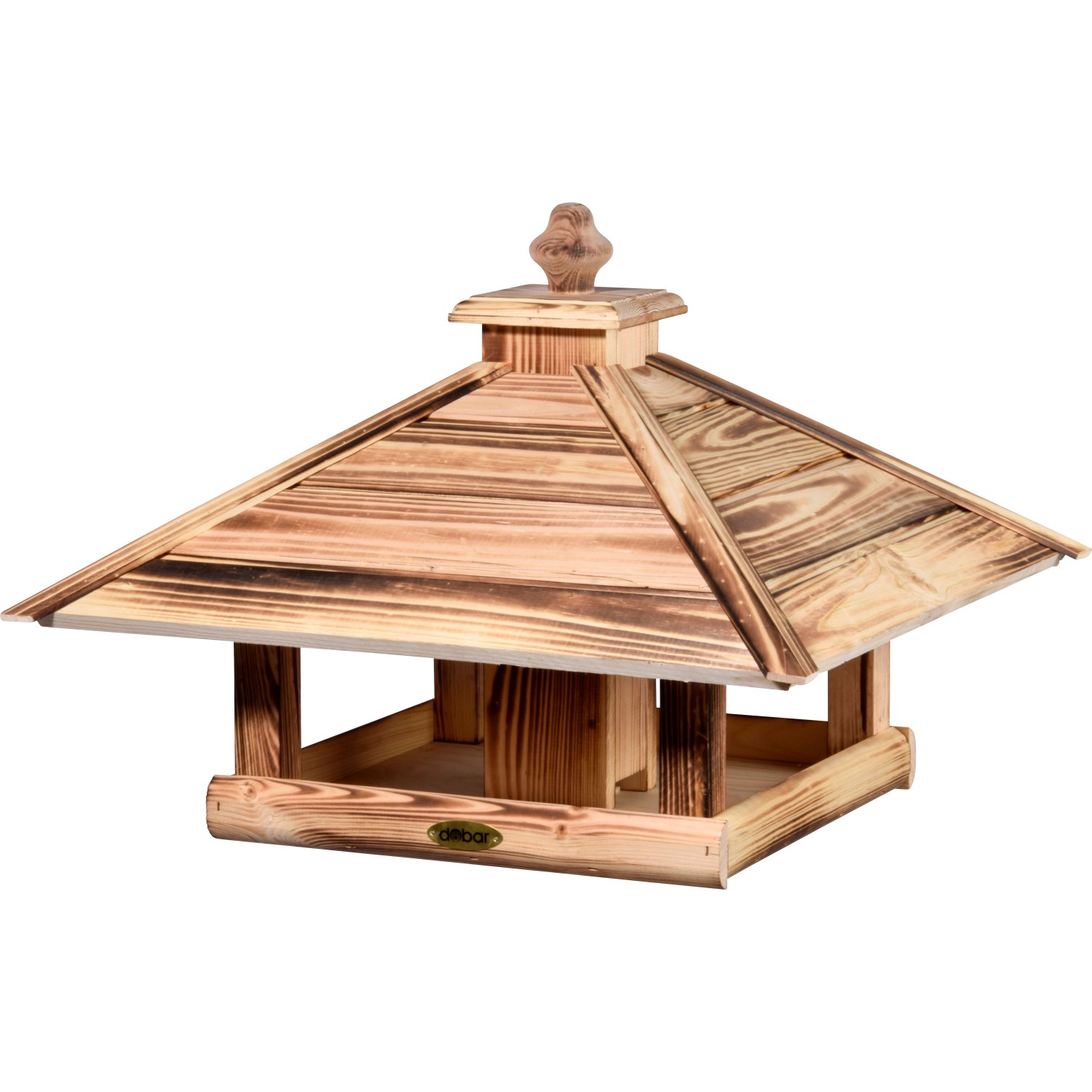 Dobar Vogelhaus Lumbre mit Futtersilo, 50 x 50 x 36 cm Kiefer geflammt FSC®