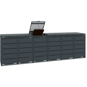 MBOX24 Classic Mülltonnenbox für 6 Mülltonnen (240L) aus Verzinktem Stahl  6er Metall Mülltonnenverkleidung in Anthrazit  Robust & Wetterfest
