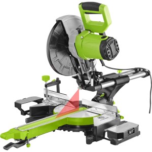 Zipper Kapp- und Gehrungssäge ZI-KGS255DS mit Laser für präzise Schnitte in Holz, Kunststoff und Aluminium.