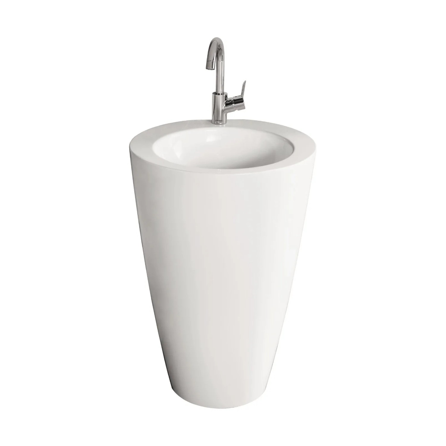 Calmwaters Stand-Waschbecken Ø 51,3 cm Weiß Mineralguss Ohne 