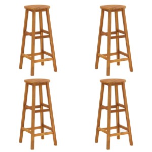 Gartenmöbel Barhocker Set: 4 Akazienholz Hocker für Gartenbar, robust und stilvoll.