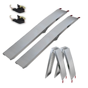 TRUTZHOLM Alu Auffahrrampen, 2 klappbare Rampen und Spanngurte für Autoanhänger.