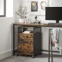Vasagle Büroschrank im Industriestil, braun-schwarz, mit Schubladen und Rollen. Aktenschrank für Büro.