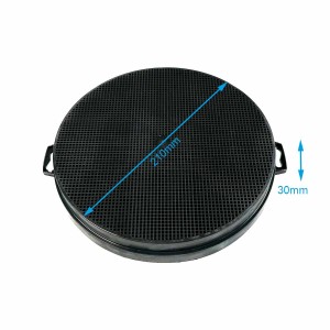 AIR2GO Aktivkohlefilter für Alaska Dunstabzugshaube, runder Filter mit Gitterstruktur.