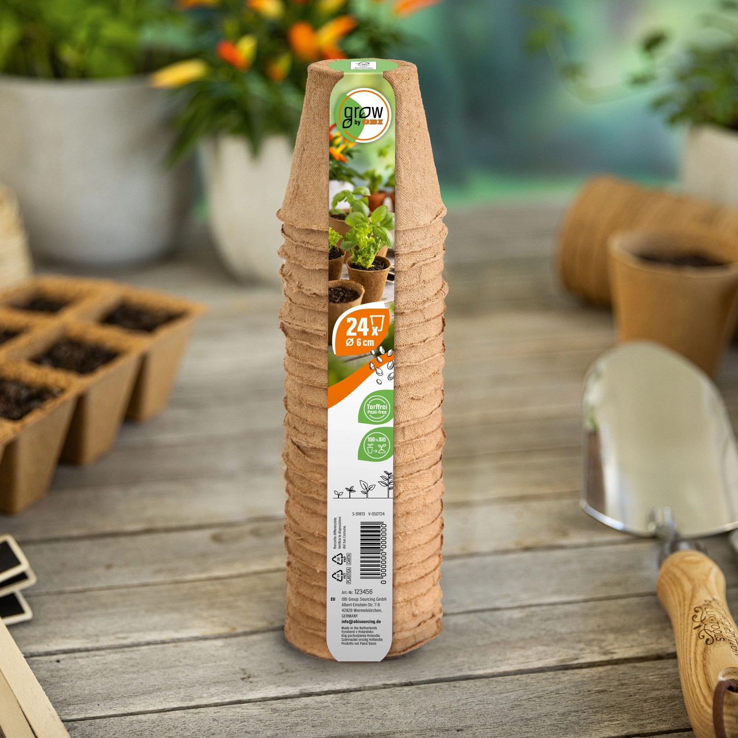 24 runde Anzuchttöpfe (6 cm Ø) für die Pflanzenanzucht. Praktische und nachhaltige Lösung für den Garten.