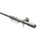 Gardinia Gardinenstangen-Set Zylinder, Edelstahloptik, 120 cm, mit Ringen und Trägern.