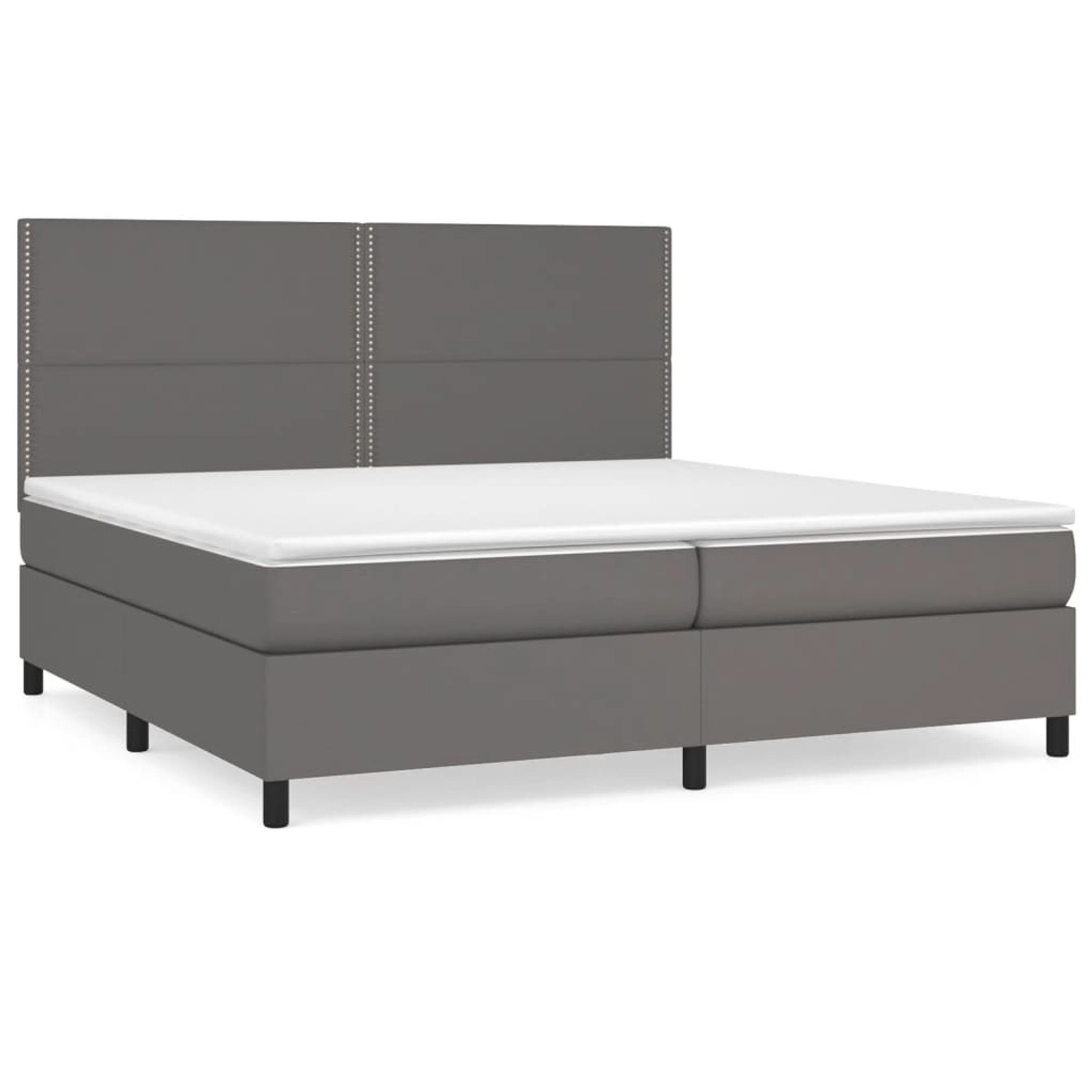 vidaXL Boxspringbett mit Matratze Grau 200x200 cm Kunstleder 3142807 günstig online kaufen