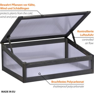 Dobar Frühbeetaufsatz Kubus 2.0 Serie 76 cm x 56 cm x 28 cm Anthrazit FSC®