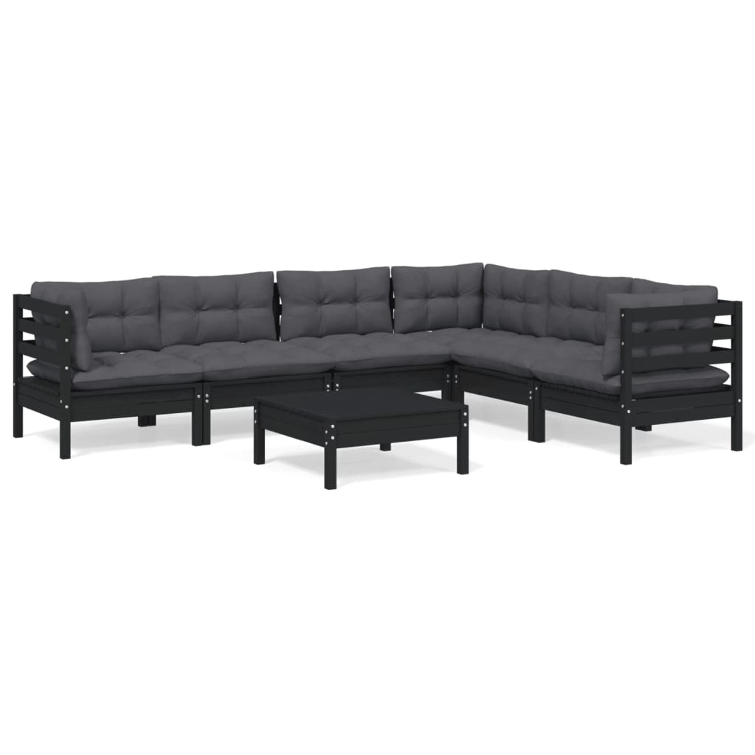 7-tlg. Garten-lounge-set Mit Kissen Schwarz Massivholz Kiefer günstig online kaufen