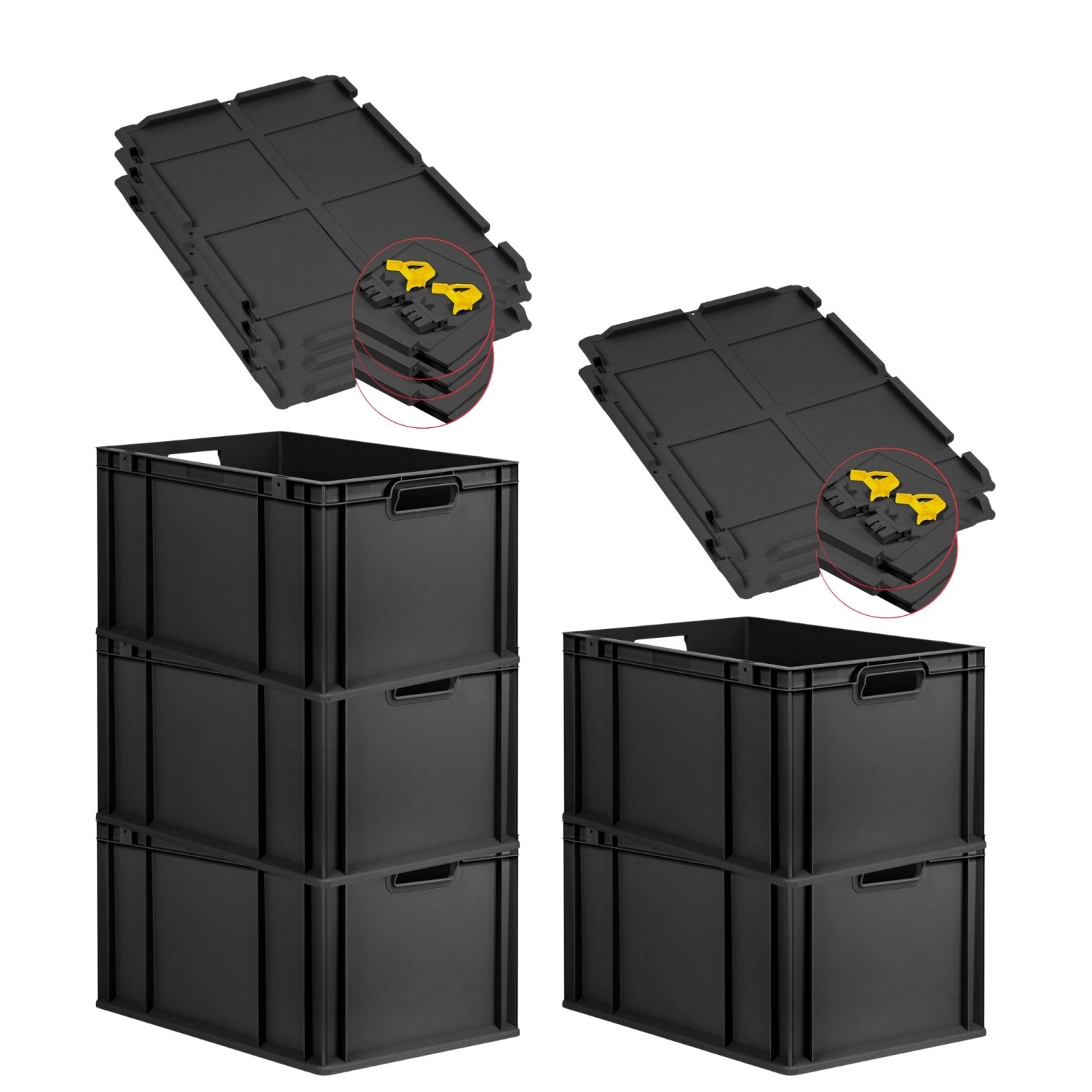 PROREGAL SuperSparSet 5x Eurobox Nextgen Grip Mit Scharnierdeckel Und Gelbe günstig online kaufen