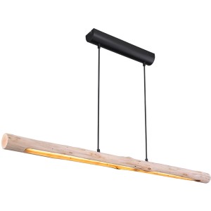 LED-Hängeleuchte Mella, 120 cm, Holz naturfarben, Pendelleuchte mit warmweisem Licht.