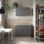 Respekta Küchenmöbel-Set Merle 100 cm Grau mit Spüle und Oberschränken.