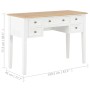 Weißer Holz Schreibtisch vidaXL mit 5 Schubladen und brauner Tischplatte, 109,5x45x77,5 cm.