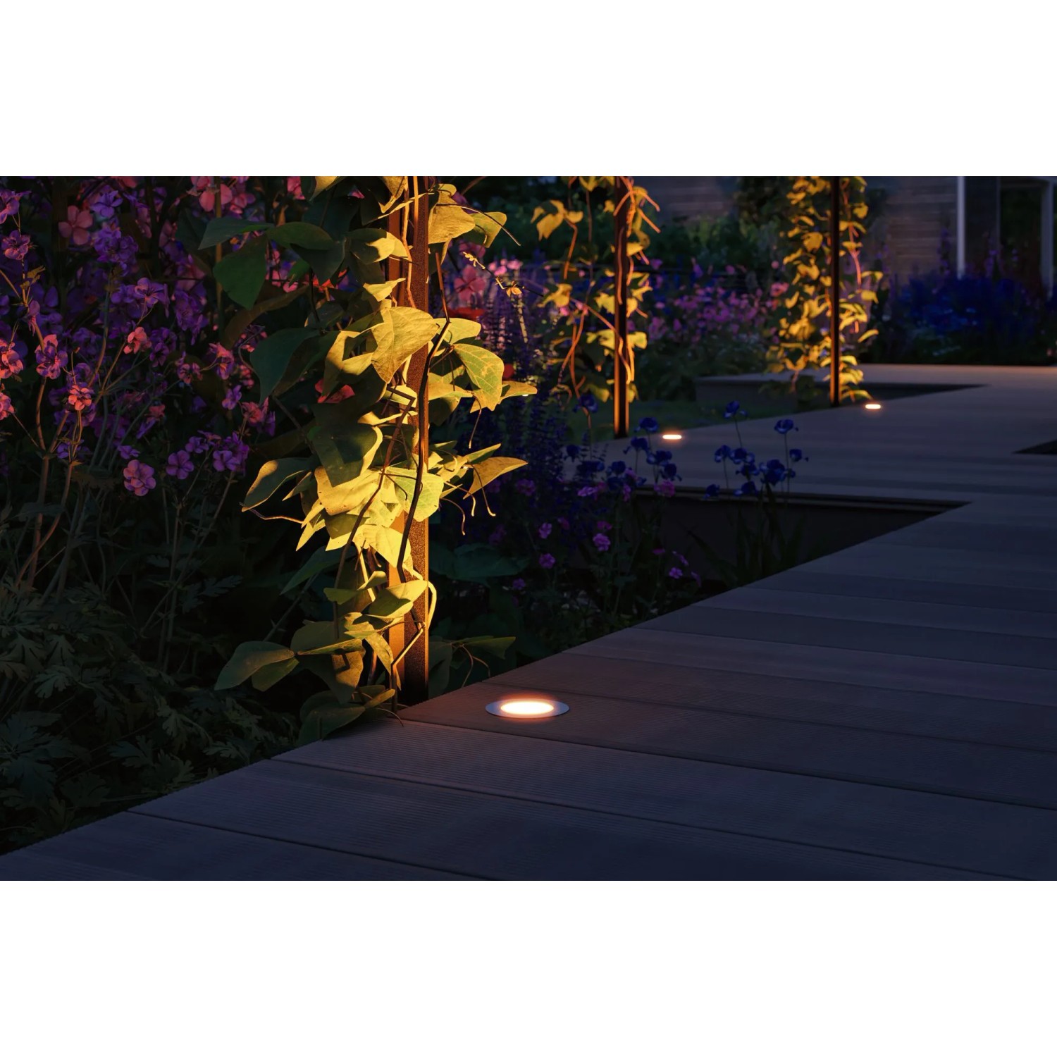 Paulmann LED Bodeneinbaustrahler Set, 3 Stück, warmweißes Licht für Gartenwege und Terrasse.