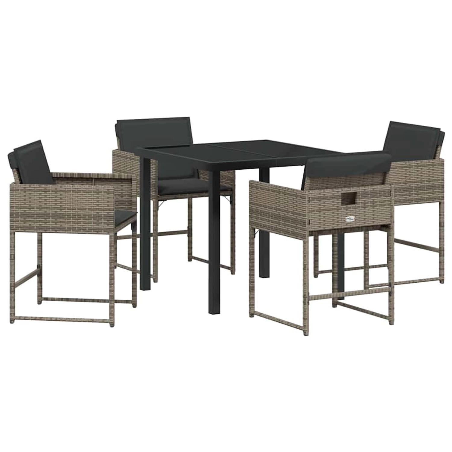 vidaXL Garten Essgruppe mit Kissen 5-Tlg Grau Poly Rattan 3380012 günstig online kaufen