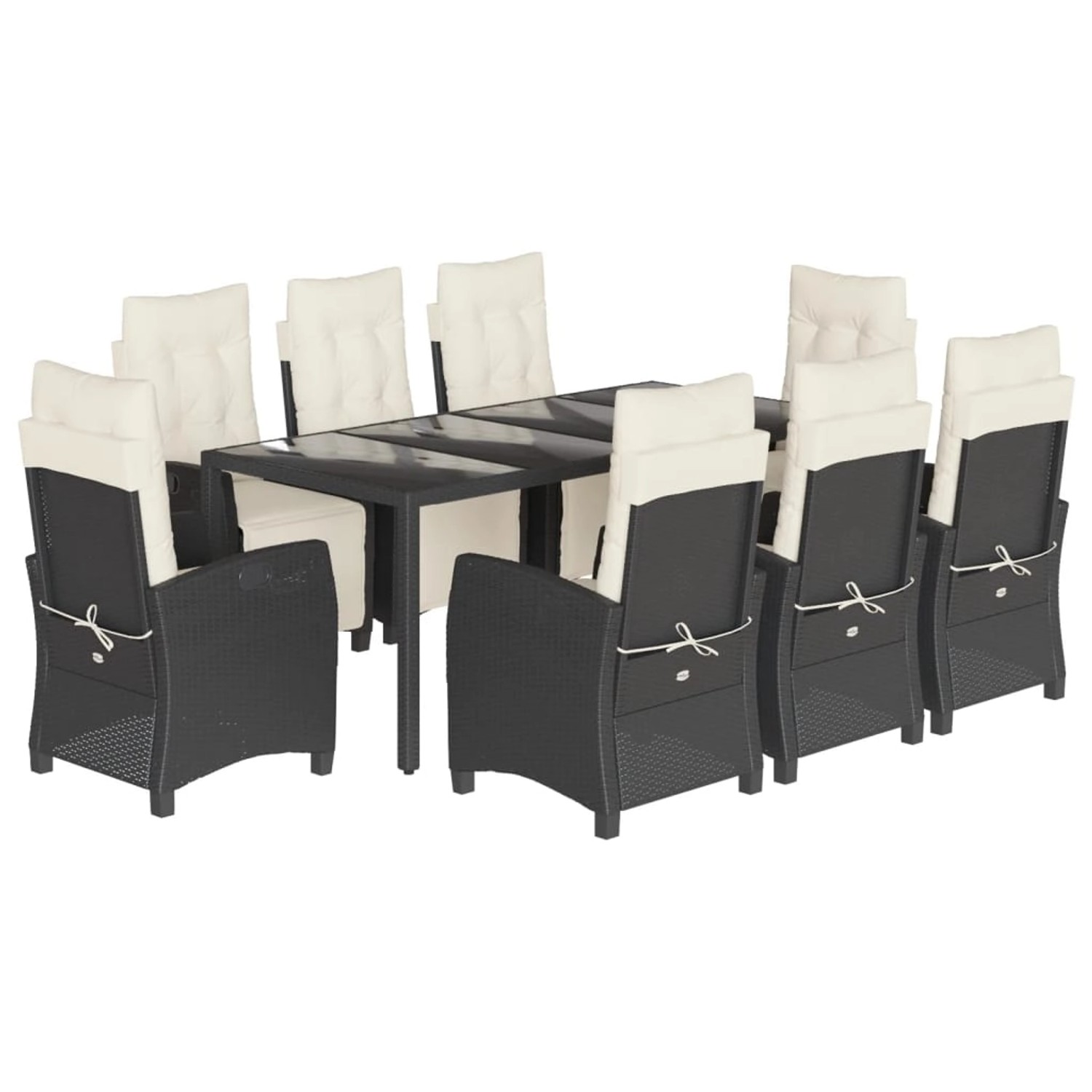 vidaXL 9-Tlg Garten-Essgruppe mit Kissen Schwarz Poly Rattan 3212887 günstig online kaufen