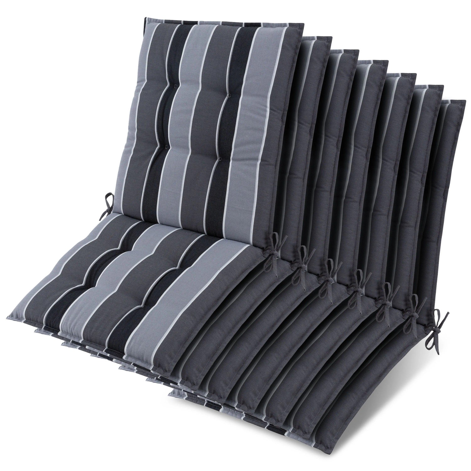 Beautissu 7x Niederlehner Sun-NL Auflage 100x50x8cm Anthrazit-Gestreift