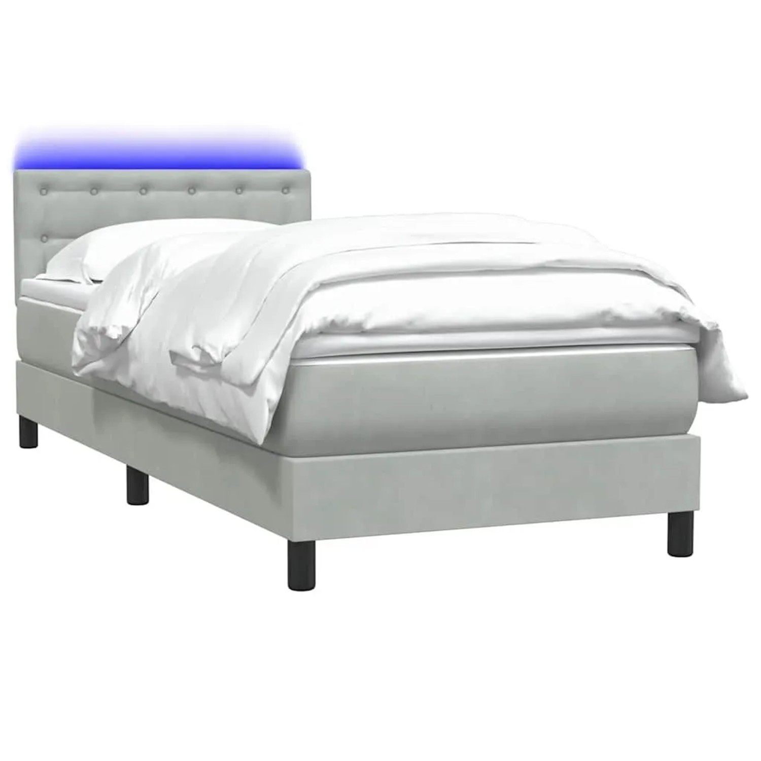 vidaXL Boxspringbett mit Matratze & LED Hellgrau 80x210 cm Samt 3317241 günstig online kaufen