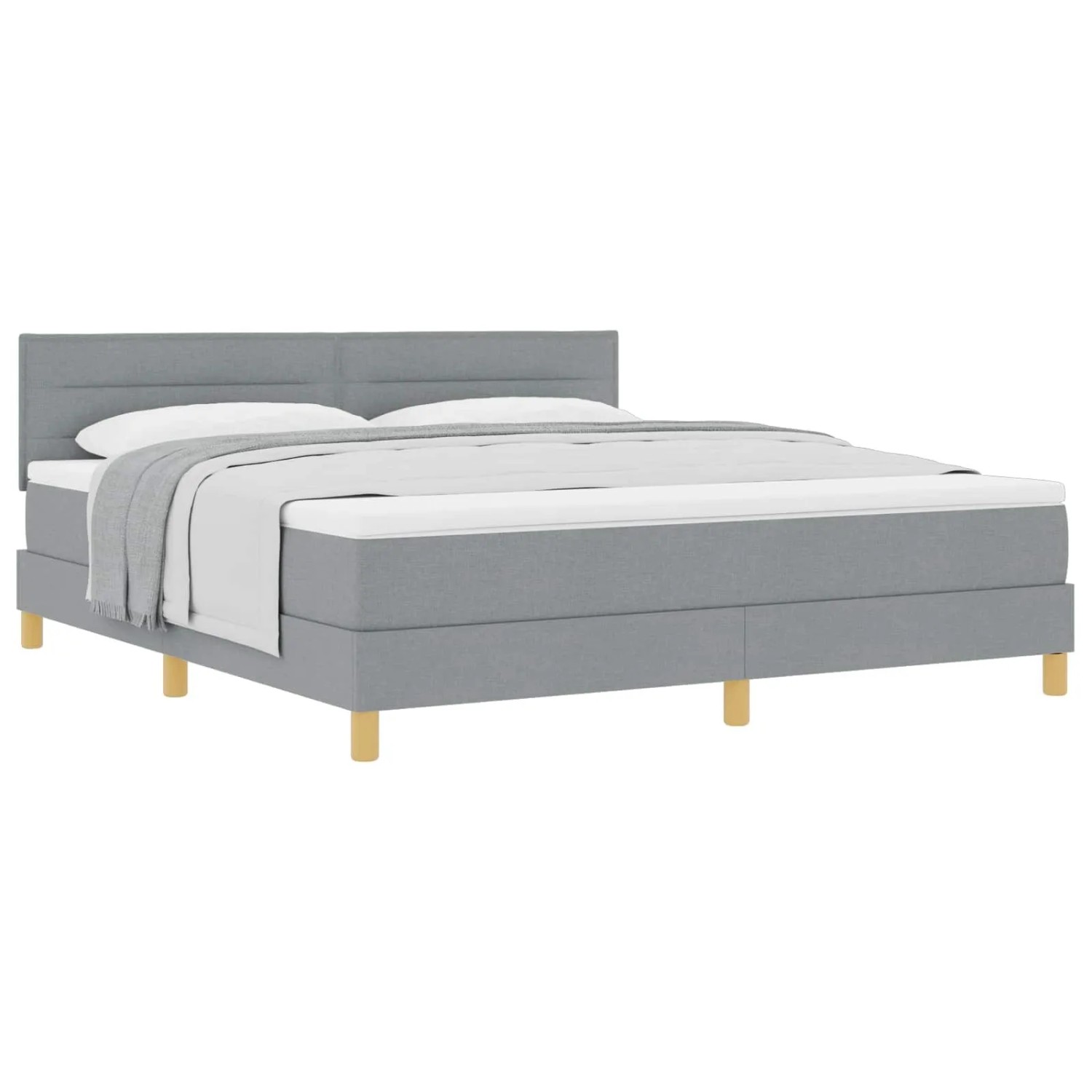 vidaXL Boxspringbett mit Matratze Hellgrau 180 x 200 cm Stoff 3338860