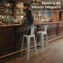 CLP 2er Set Mason Barhocker aus silbernem Metall mit Rückenlehne in einer Bar. Ideal für Küche & Theke.