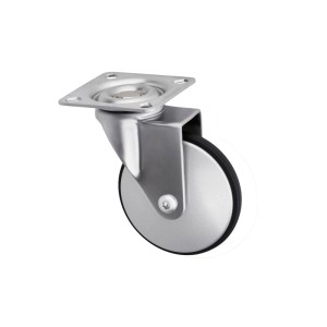 SOTECH Design Möbelrolle LINDAU, Ø50 mm, silbergrau. Lenkrolle aus Stahl mit TPEE-Belag, bis 30 kg belastbar.