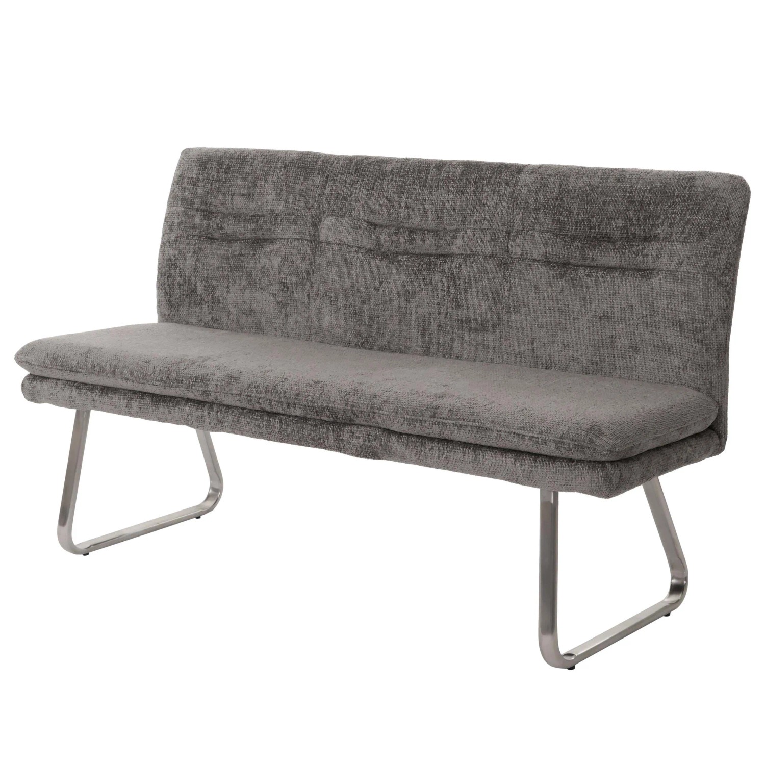 MCW Sitzbank H70 Lehne Stoff/Textil Chenille Edelstahl Gebürstet 160cm Dunkelgrau
