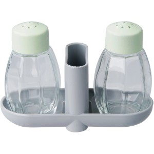 Fackelmann Salz- und Pfefferstreuer Menage Eco, 3-teilig, lichtgrau und mintgrün.