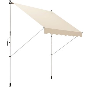 Outsunny Sonnenschirm Markise Aluminium Stahl Beige L300 x B150 x H170-280 cm