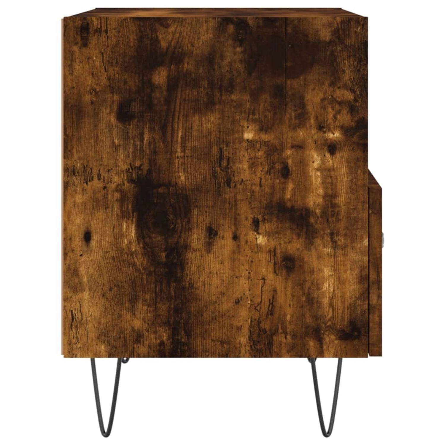 vidaXL Nachttisch Räuchereiche mit Schublade und Fach, Holzwerkstoff, Metallfüße.