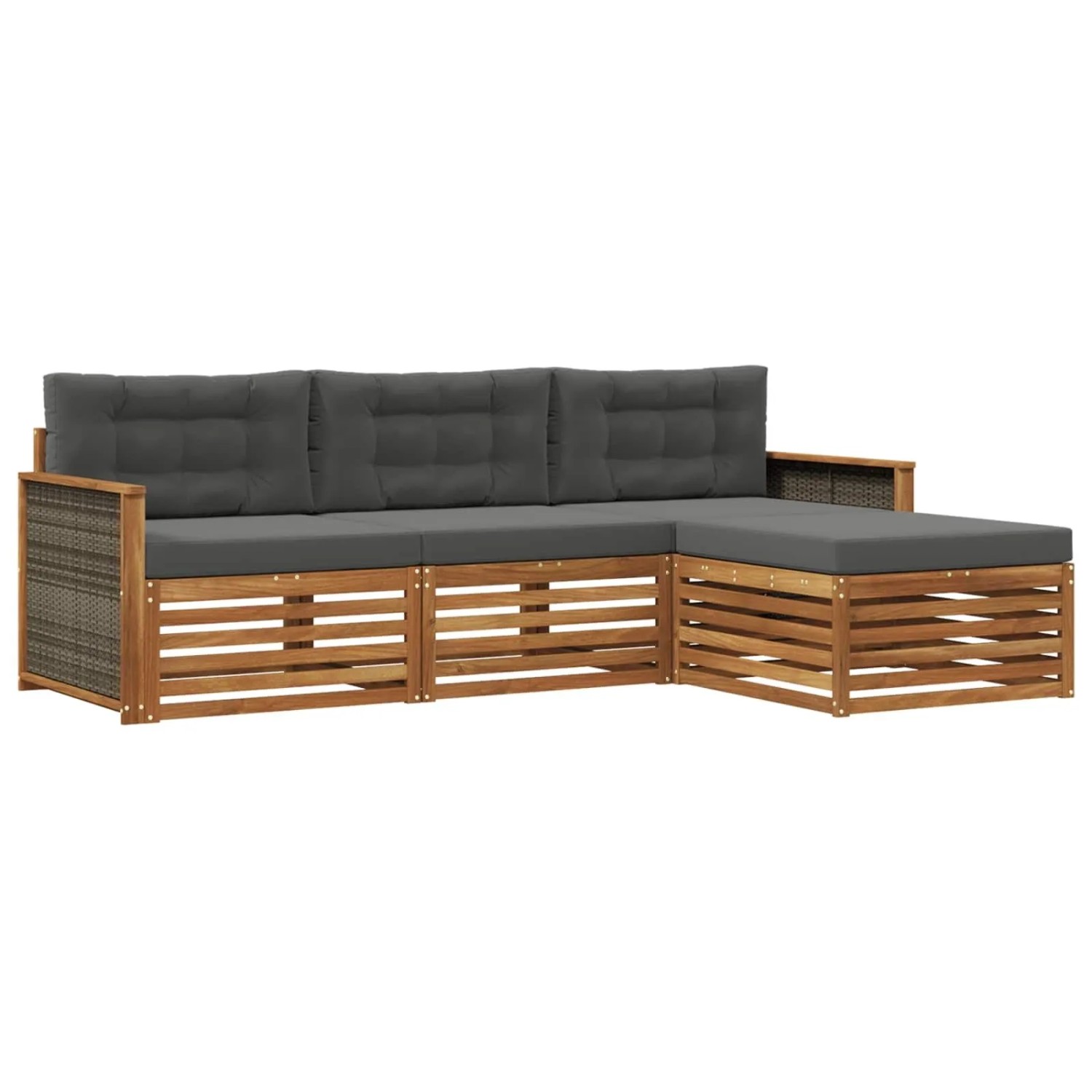vidaXL Outdoor-Sofagarnitur Natur und Anthrazit 249,5 x 162,5 x 73 cm 3383200