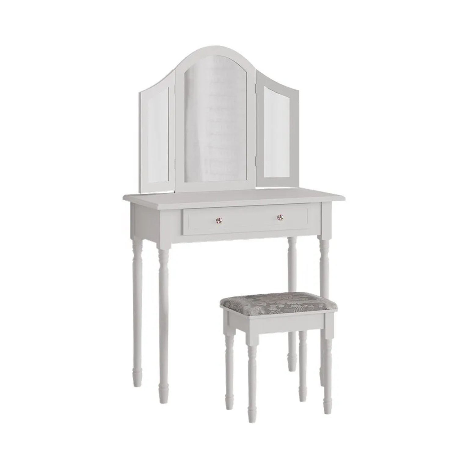 Vicco Schminktisch Kate Weiß 80 x 134 mit Spiegel und Hocker