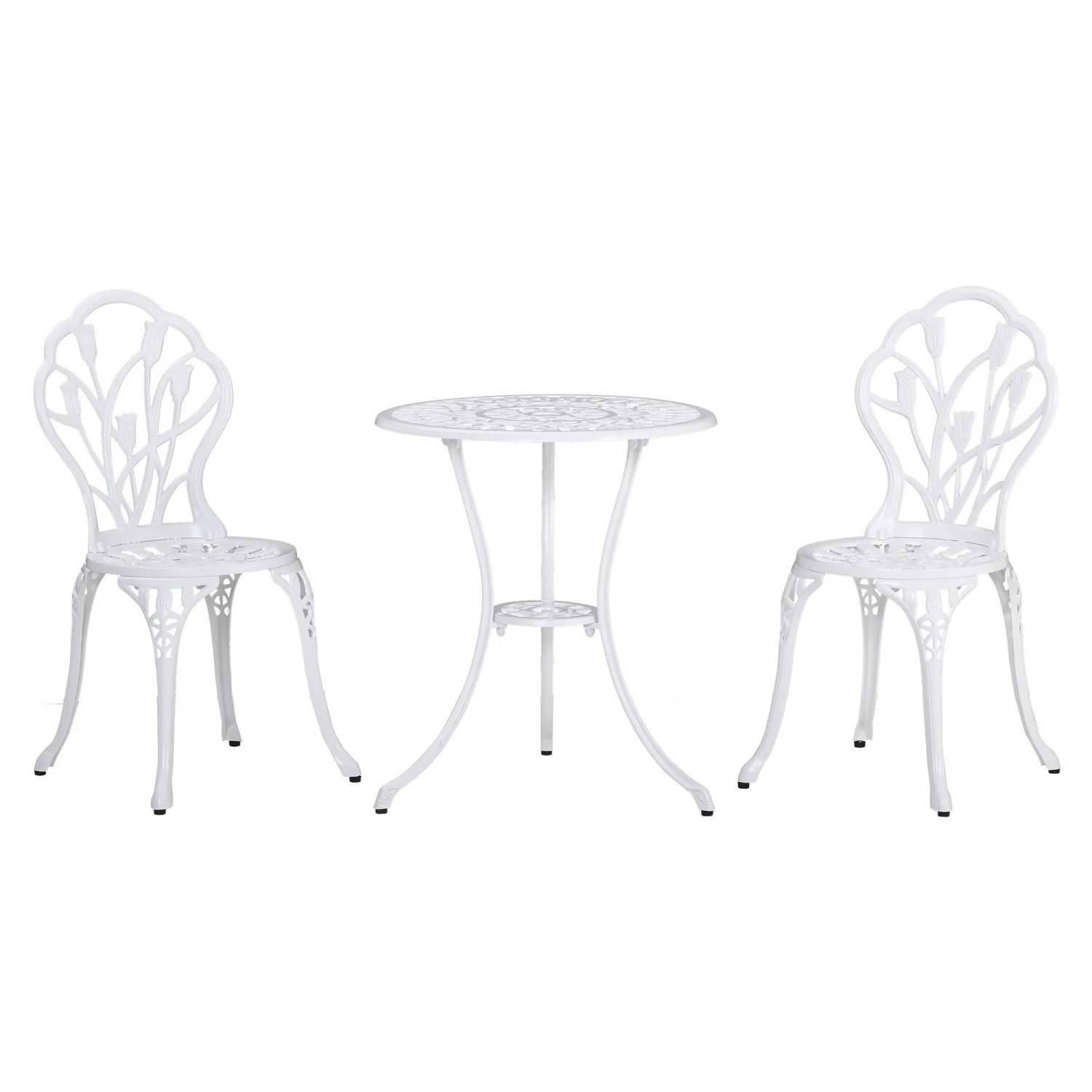 Furnicato Sitzgruppe 2 Personen 1 Tisch + 2 Stühle Aluminium Weiß