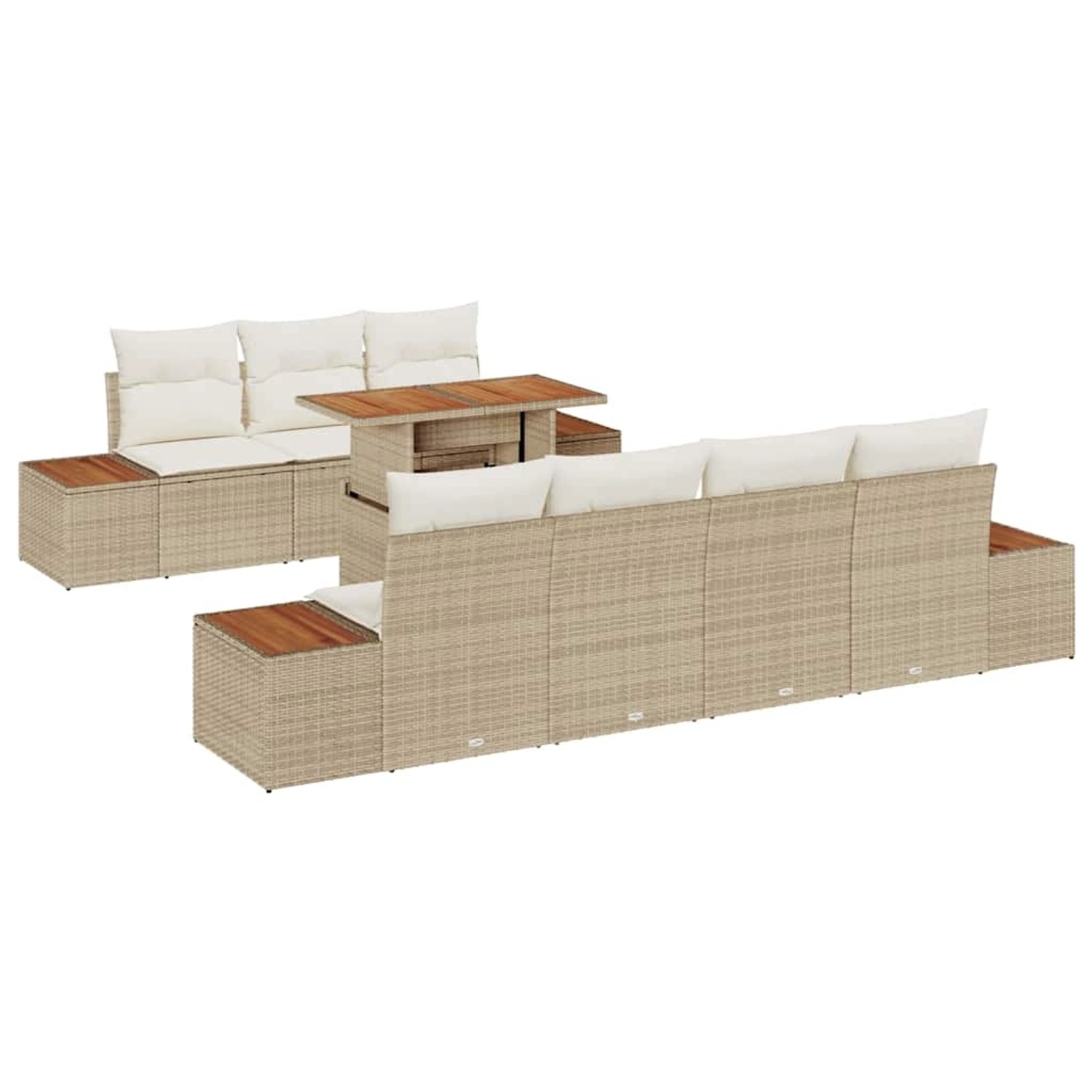vidaXL Garten-Sofa-Set mit Kissen 8-Tlg Beige Poly Rattan 3350043 günstig online kaufen