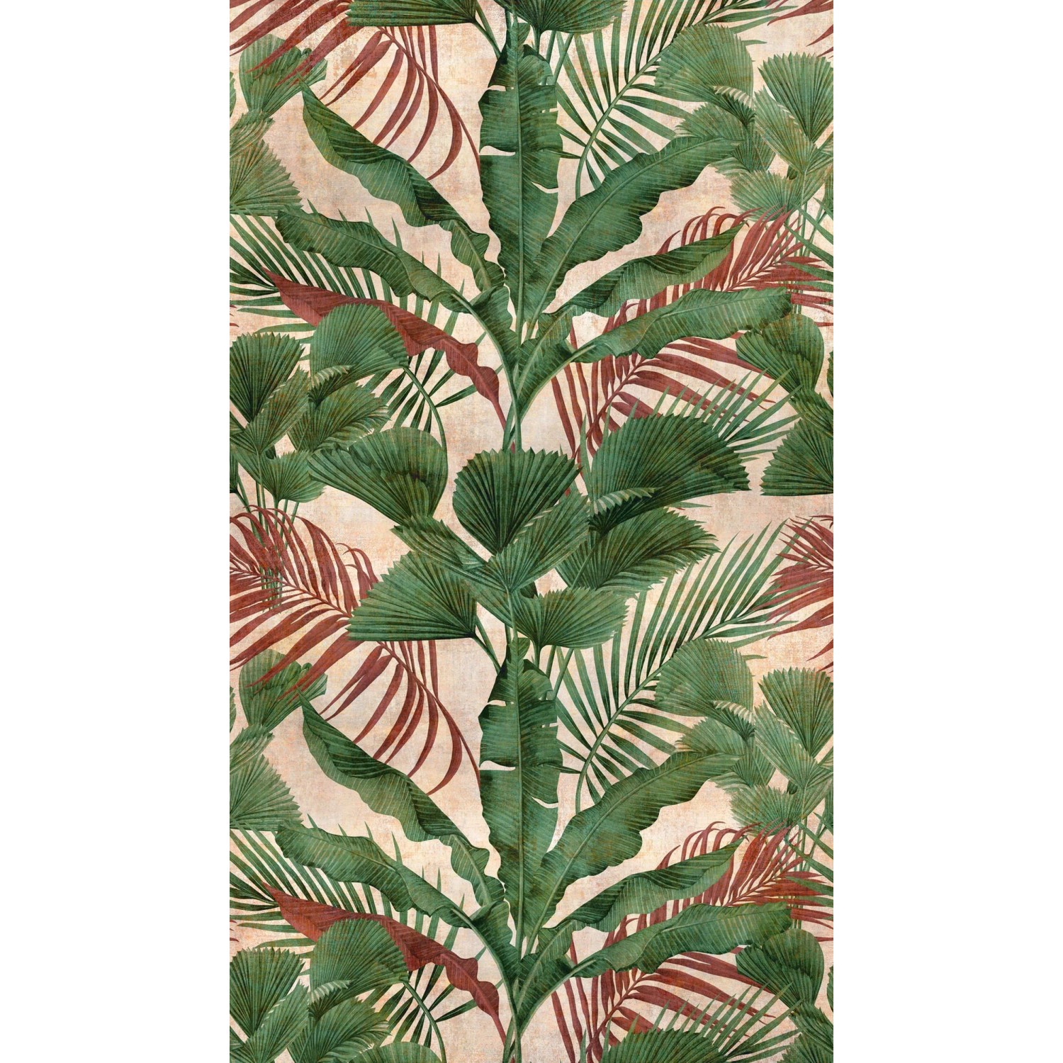 PROFHOME 391852-GU Fototapete Dschungel Matt Grün Beige Rot-Braun 1,59 m x 2,8 m