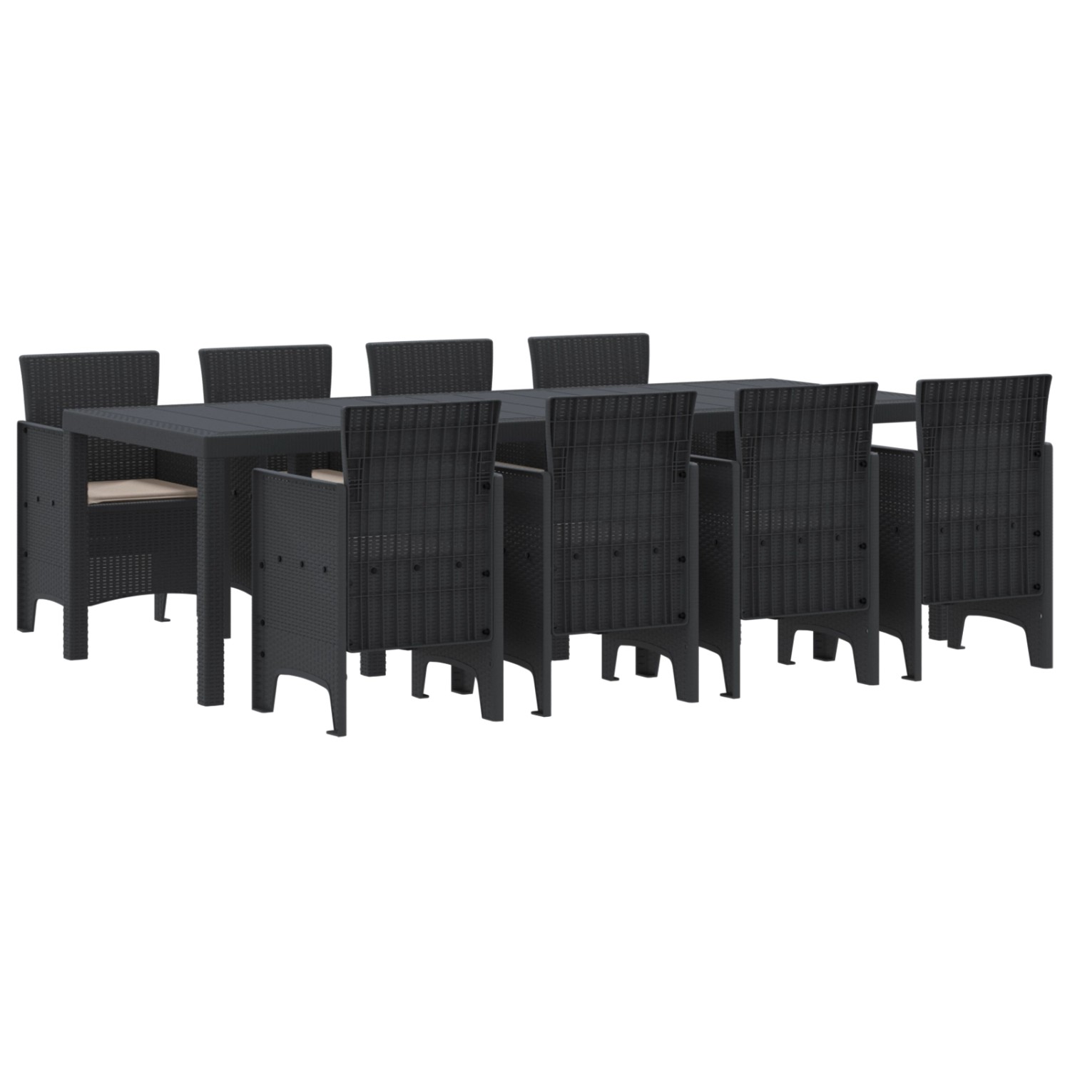 vidaXL 9-tlg Garten-Essgruppe mit Kissen Anthrazit Poly Rattan 3378733 günstig online kaufen