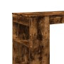 Bartisch Räuchereiche aus Holzwerkstoff mit integriertem Regal und 6 Fächern. Funktionaler Stehtisch.